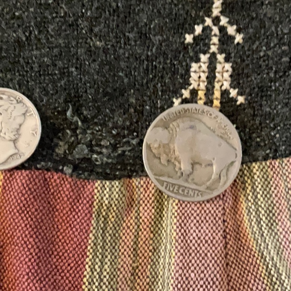 Vintage 70s maxi cotton striped dress w/angel sleeves, hand embroidered yoke - Picture 5 of 6